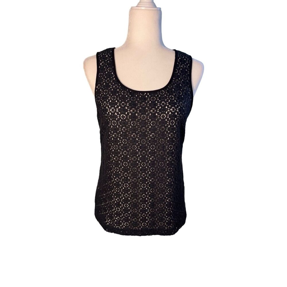 J. Crew sleeveless blouse with black lace overlay - 4